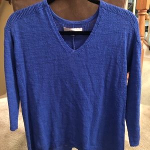 Loft new periwinkle blue cotton v-neck sweater